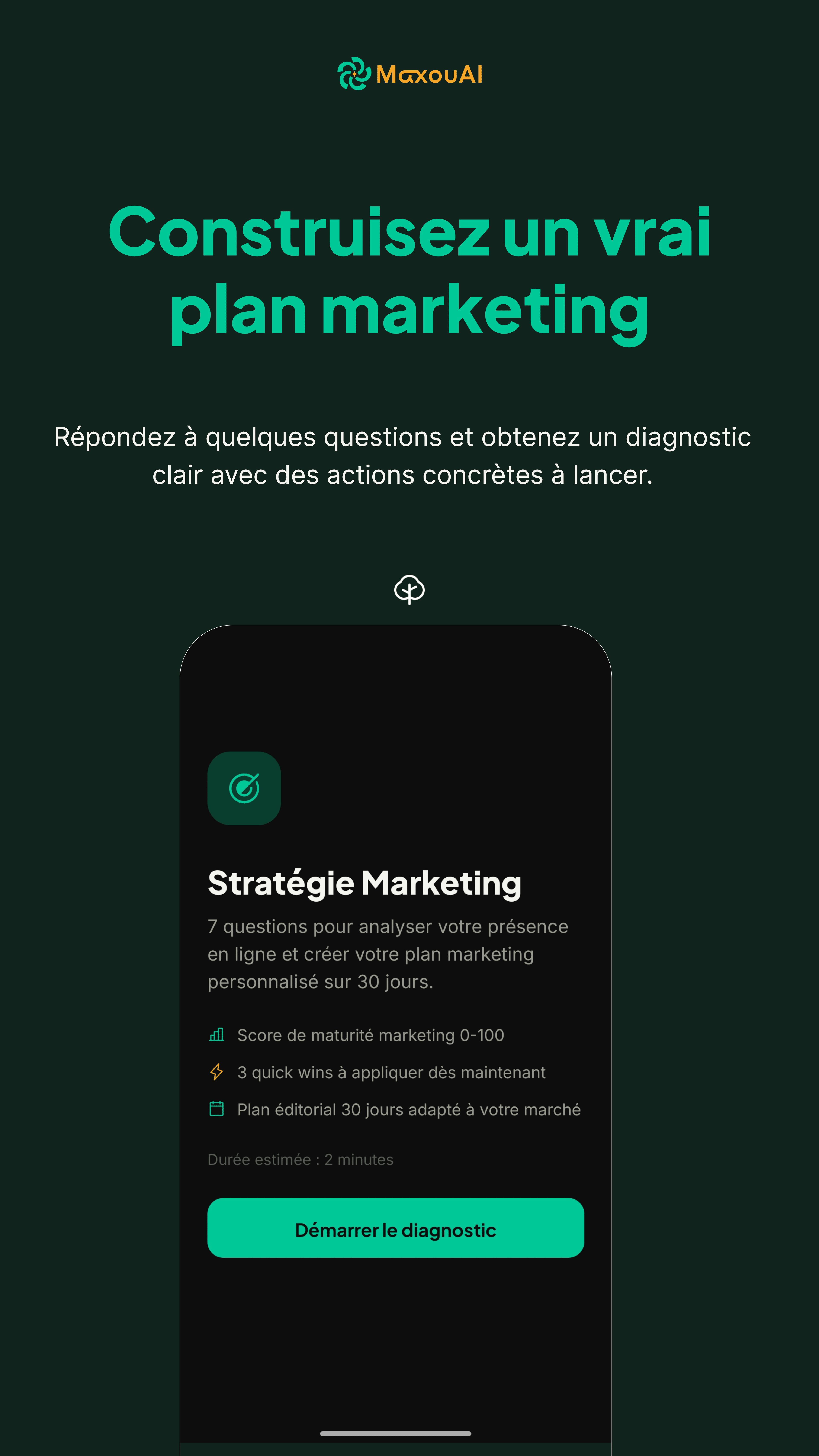 Plan marketing 30 jours généré par Maxouai