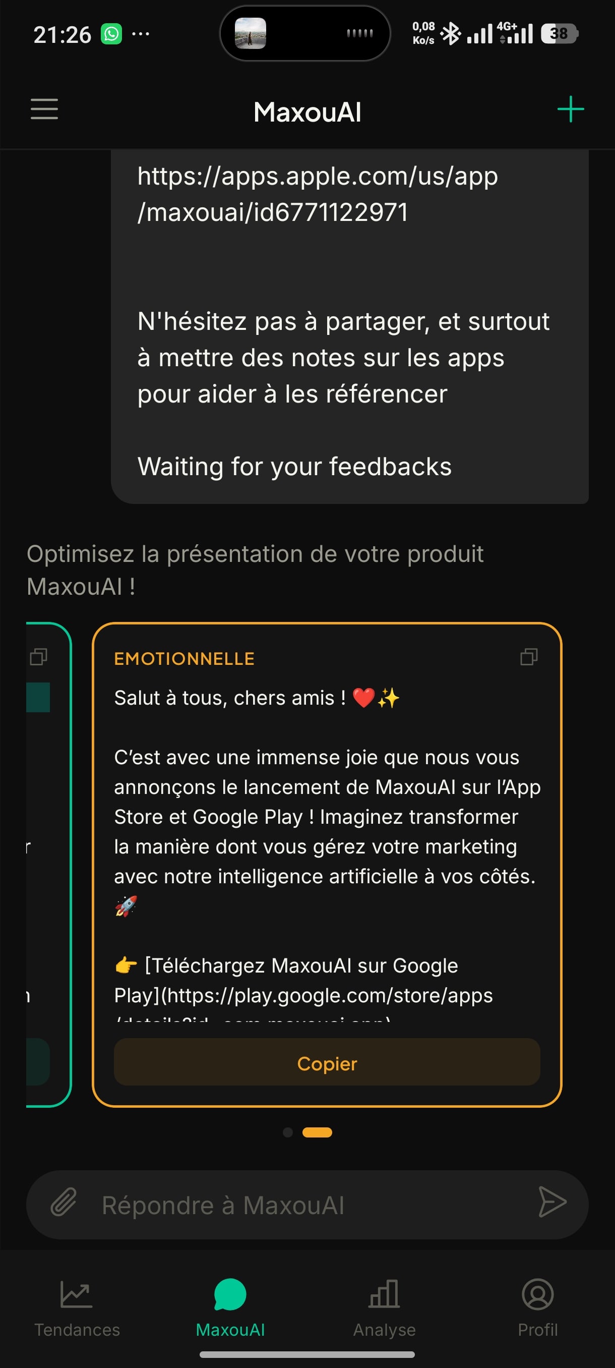 La version Émotionnelle générée par MaxouAI