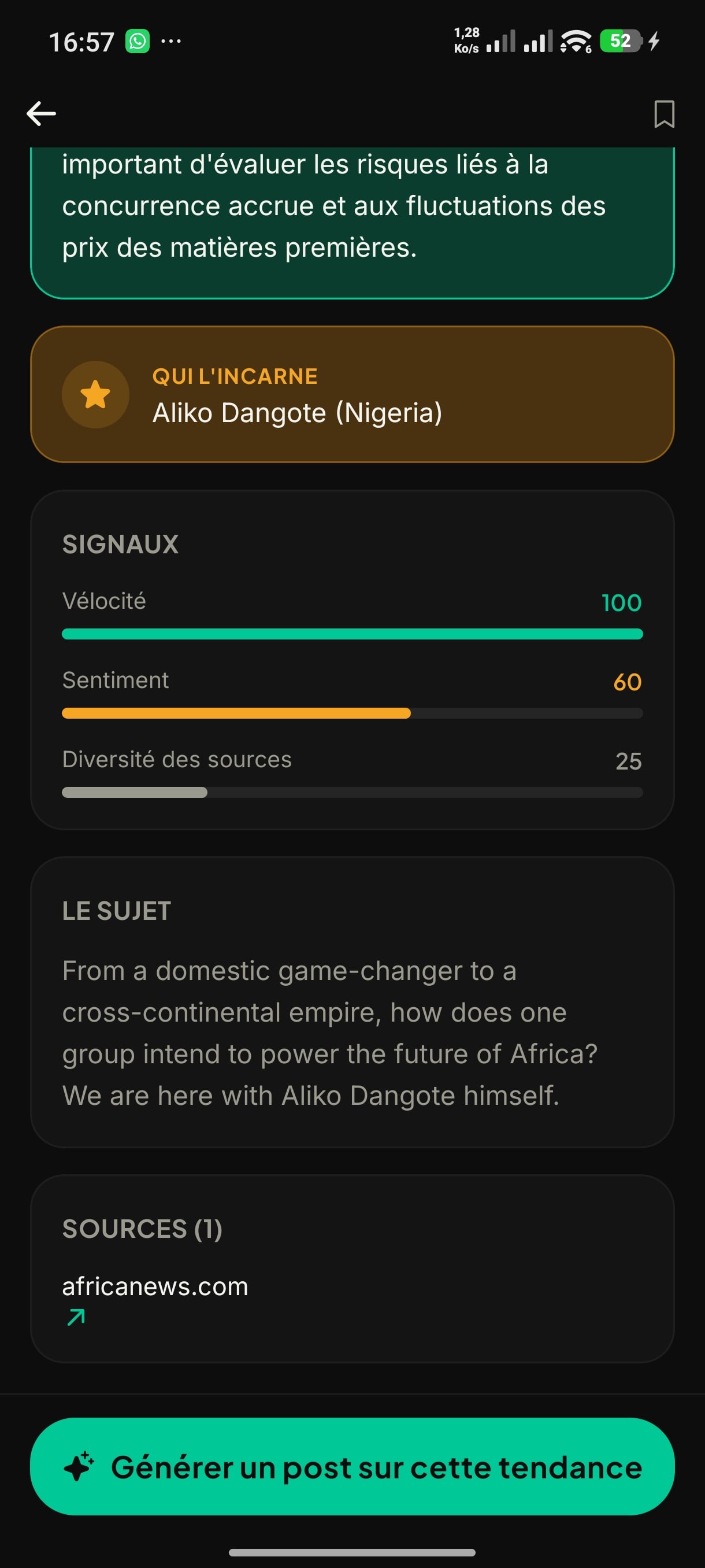 La section Qui l'incarne et les sources d'une tendance