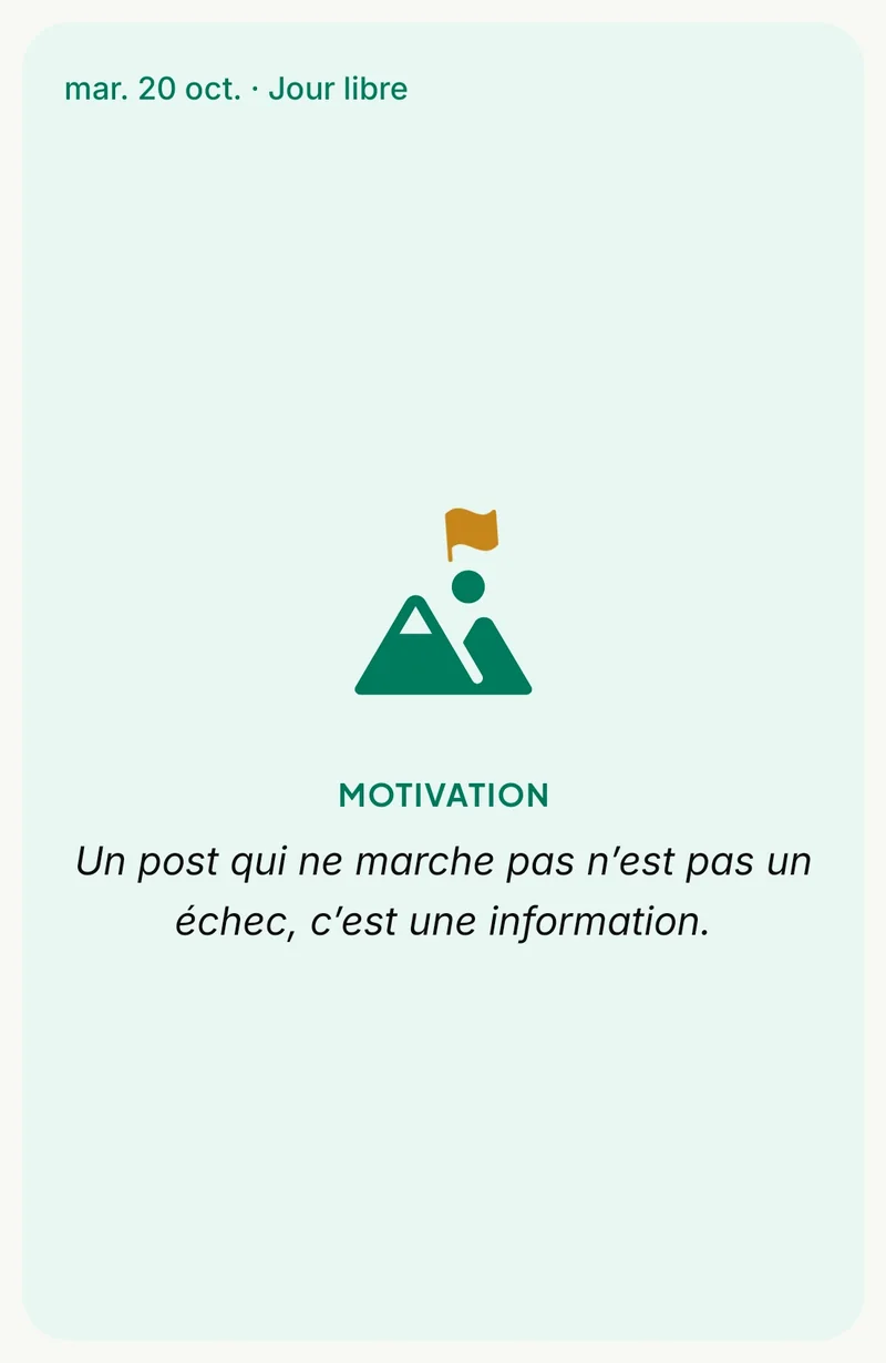 Jour libre, motivation : un post qui ne marche pas n’est pas un échec, c’est une information